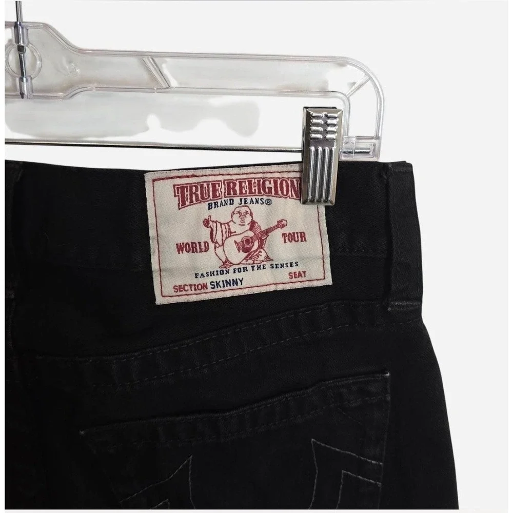 True Religion Jeans Mens 31 Black Denim Skinny Leg Stretch Adult 31x32